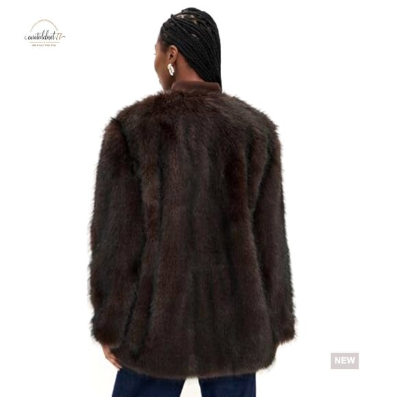 Mid-Weight Faux Fur Jacket with Stretch, Long Sleeve Casual Style - Picture 4 of 6